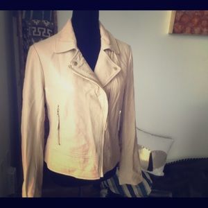 Michael Kors Sand Leather Biker Jacket